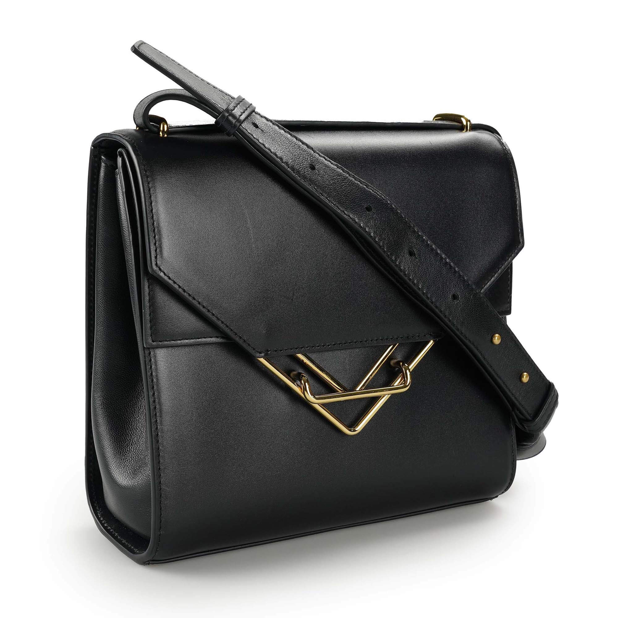 Bottega Veneta - Black Leather The Clip Crossbody Bag 